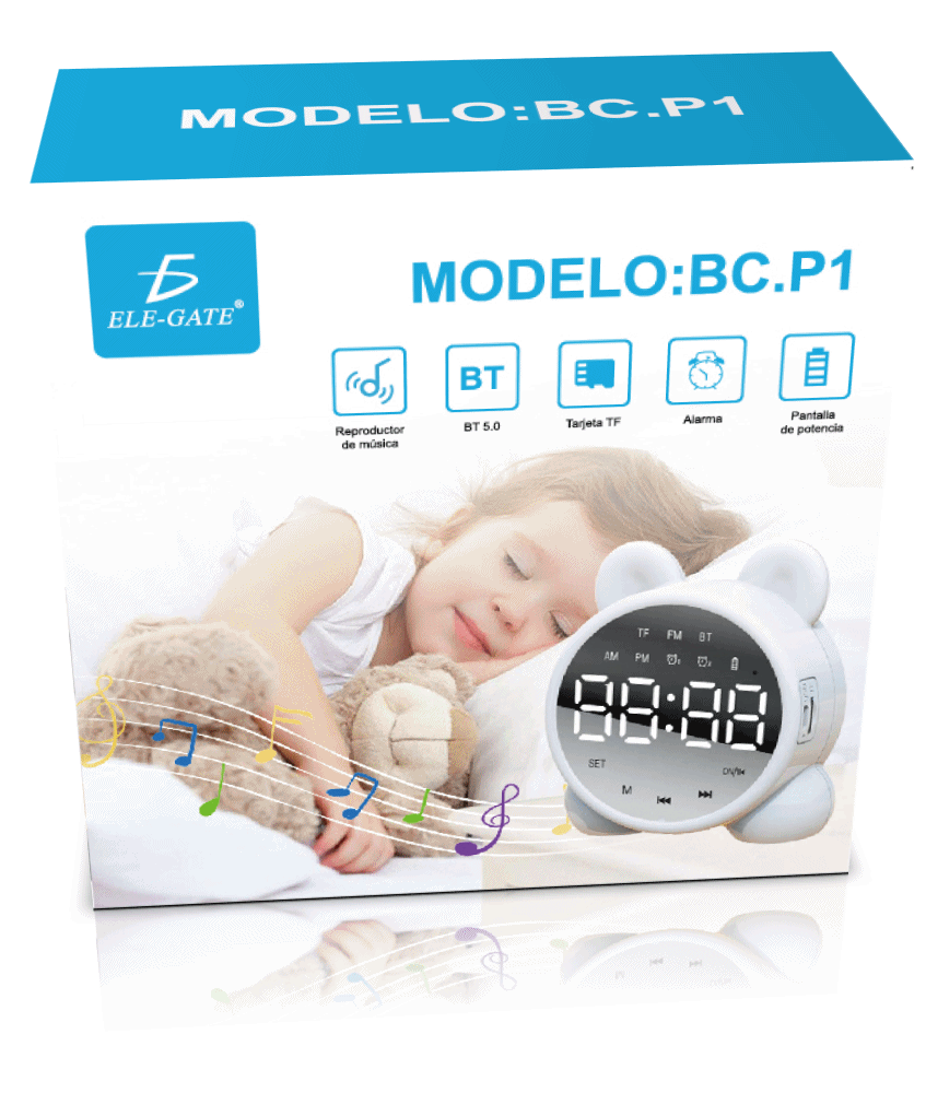 Reloj Digital Despertador con Luz Despertador Reproductor de Música Bluetooth - Image 6