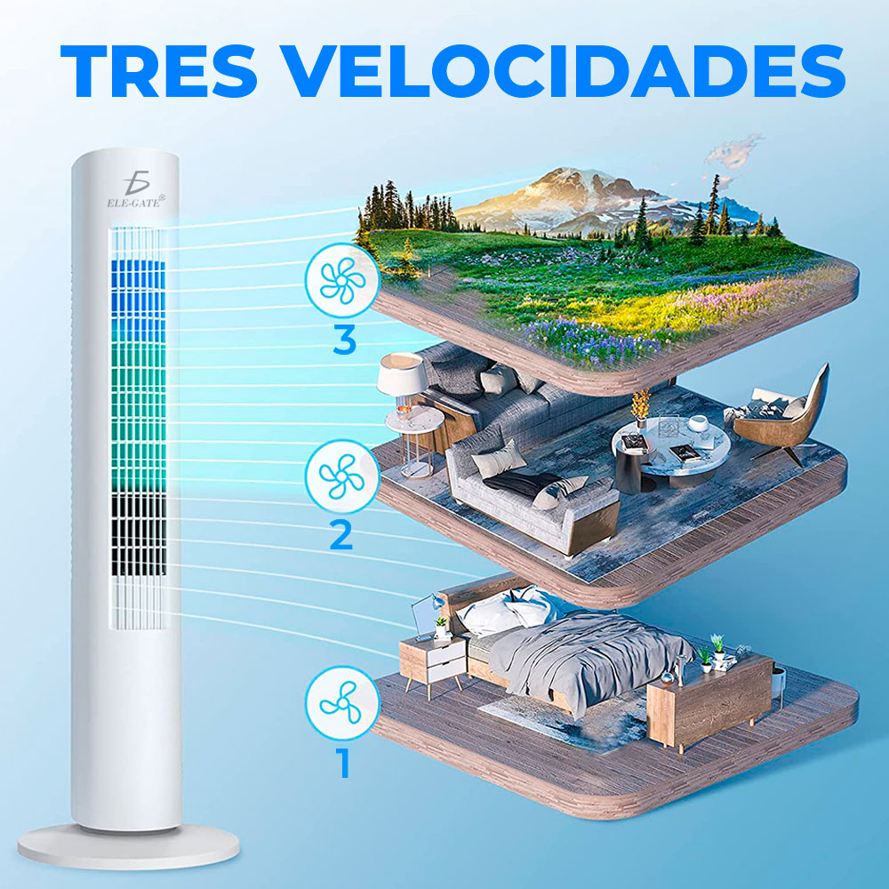 Ventilador de Torre 76cm con 3 Velocidades y Giro de 90 Grados. - Image 3