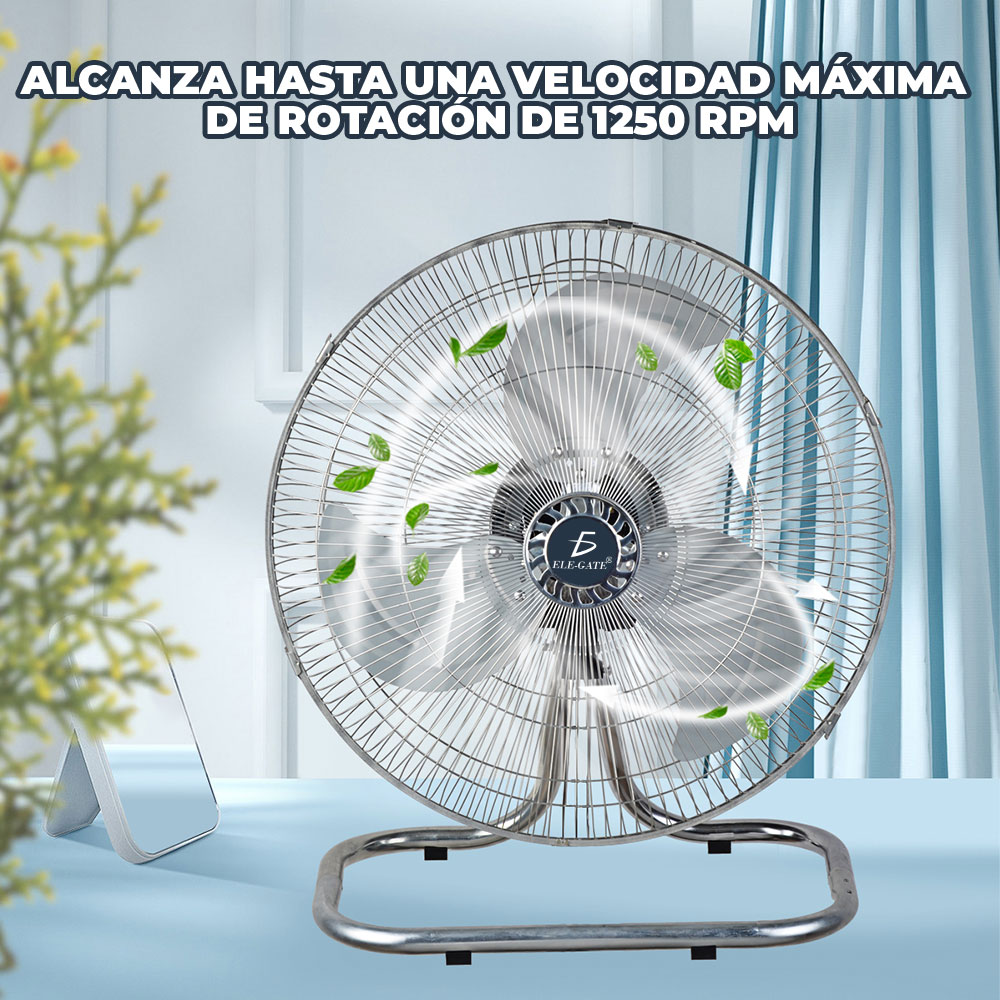 Ventilador de 18" Pedestal Piso Pared con Aspas Aerodinámicas 3 Velocidades Metálico. - Image 3