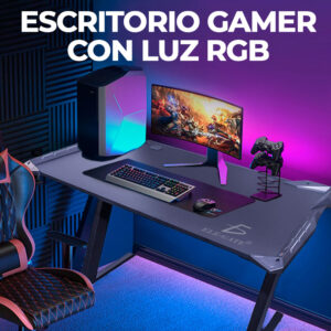 Escritorio Gamer RGB Luces Led Pc Fibra de Carbono