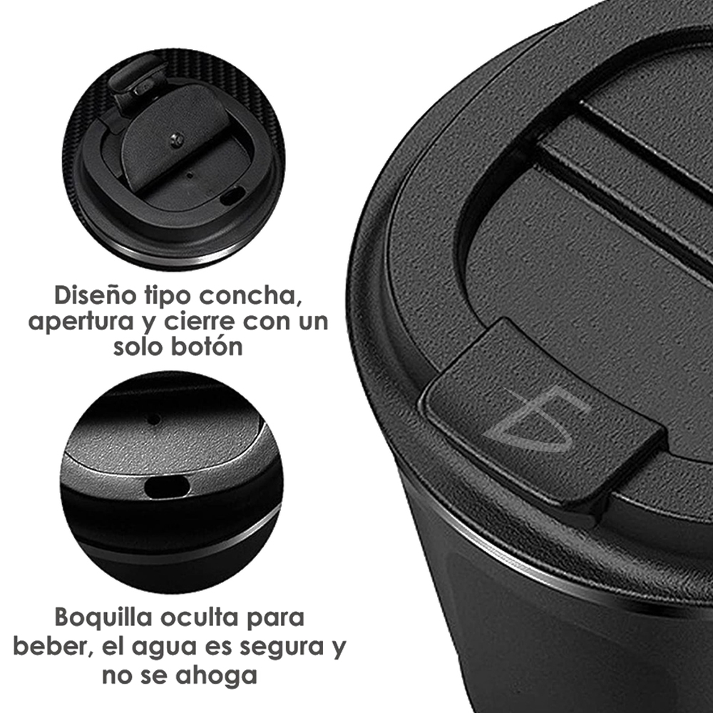 Vaso Térmico para Café 510 ml de Acero Inoxidable con Tapa. - Image 4