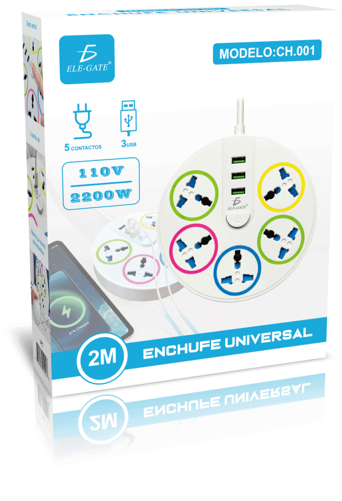 Multicontacto Circular Multiusos 5 Contactos + 3 Puertos Usb - Image 8