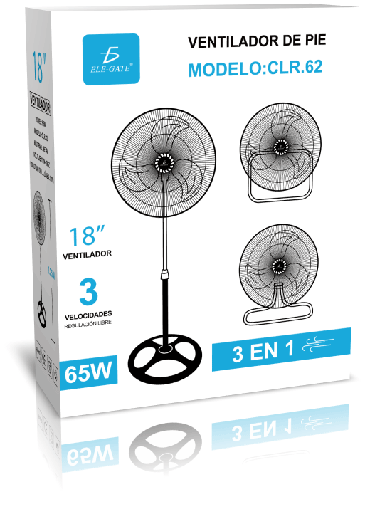 Ventilador de 18" Pedestal Piso Pared con Aspas Aerodinámicas 3 Velocidades Metálico. - Image 7