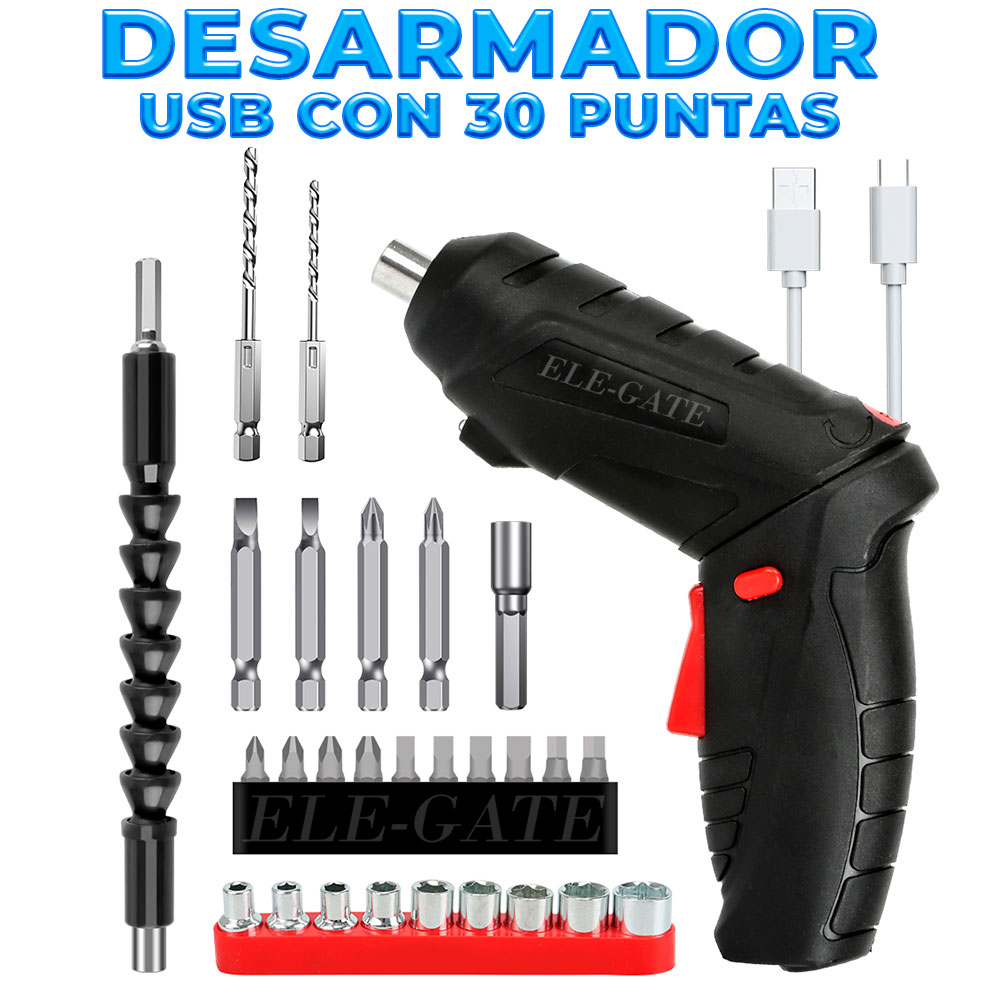 Destornillador Multifunción de 3 6 V Recargable por USB de Luz LED de Litio
