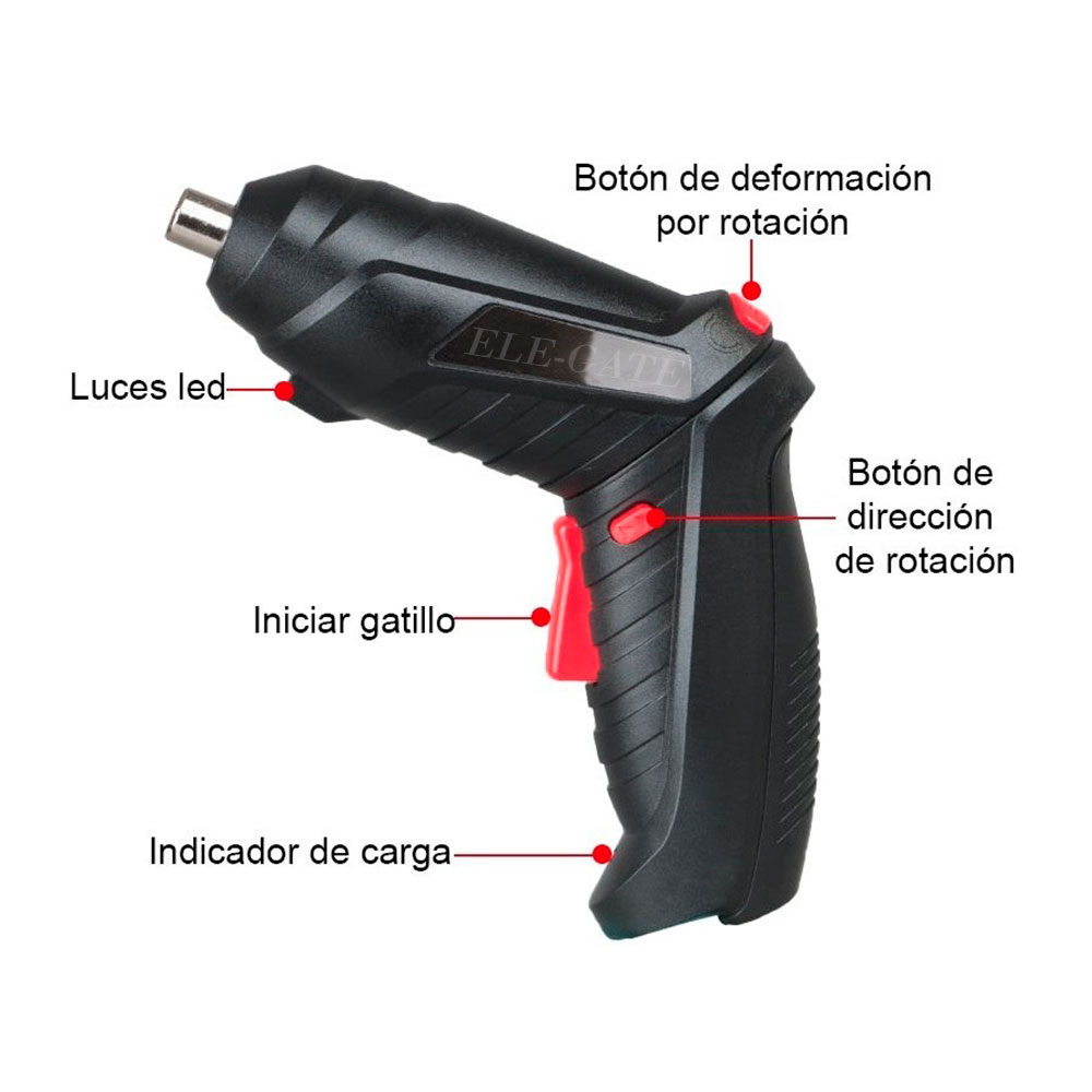 Destornillador Multifunción de 3 6 V Recargable por USB de Luz LED de Litio - Image 3