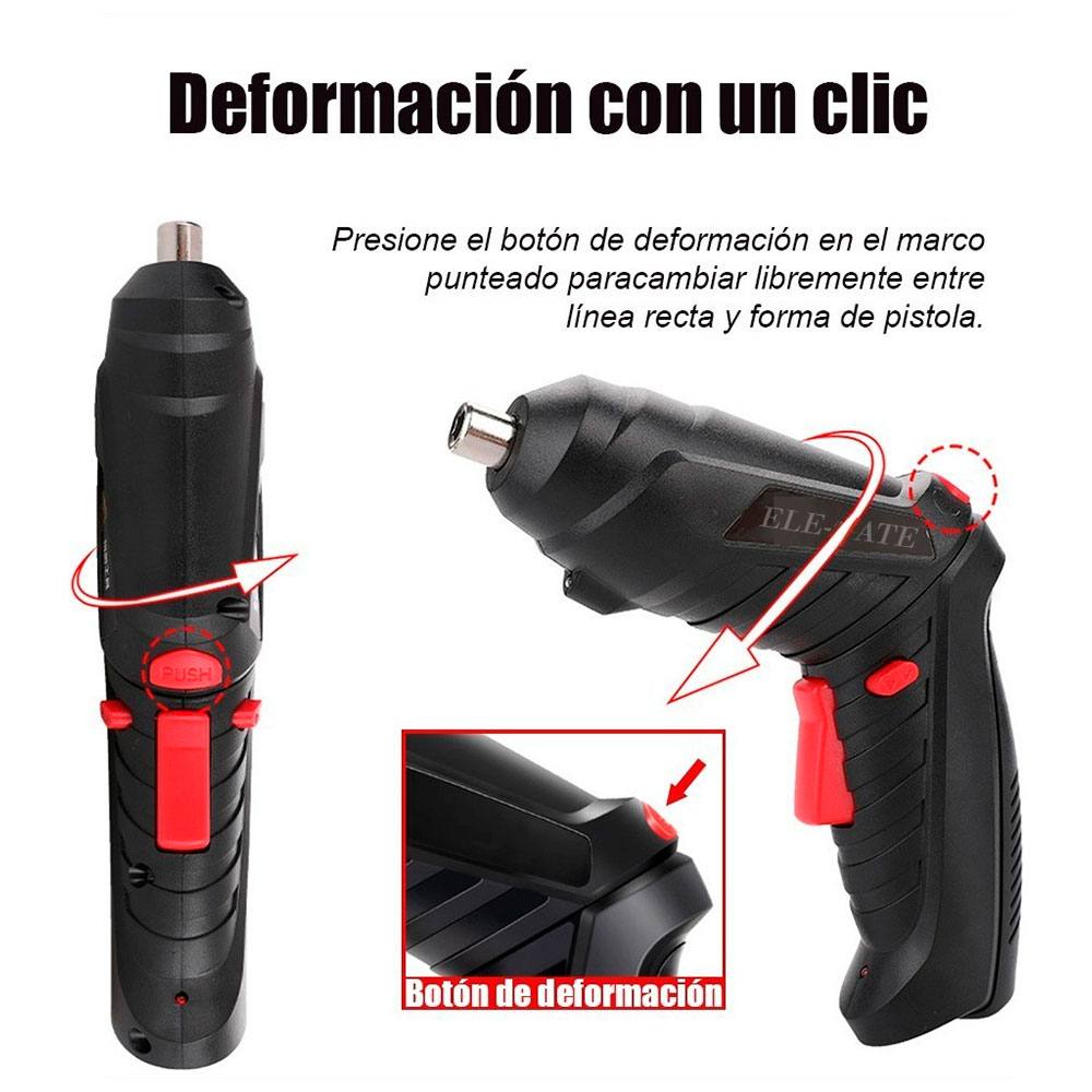 Destornillador Multifunción de 3 6 V Recargable por USB de Luz LED de Litio - Image 5