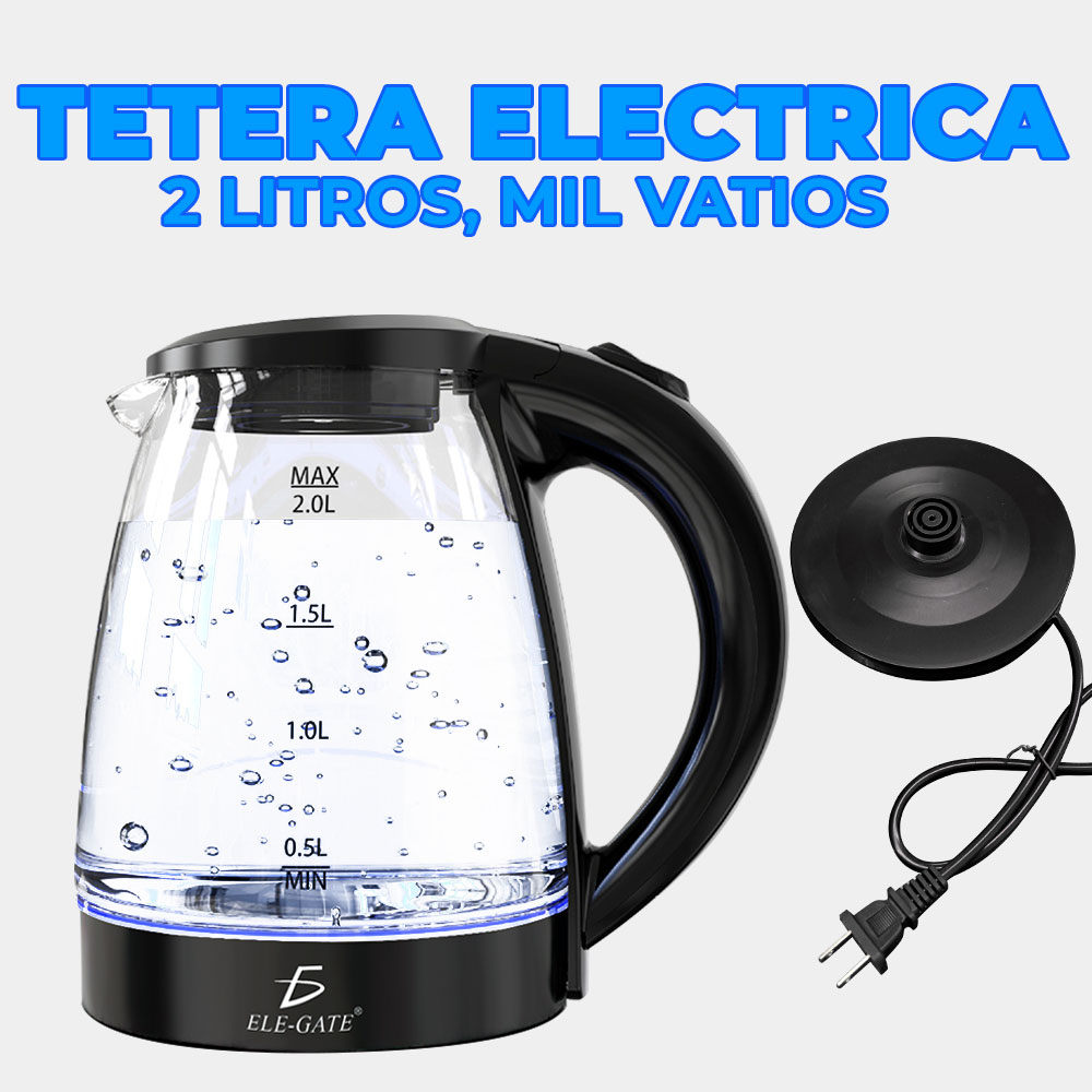Tetera Eléctrica de Vidrio con Luz LED 2L apagado automático