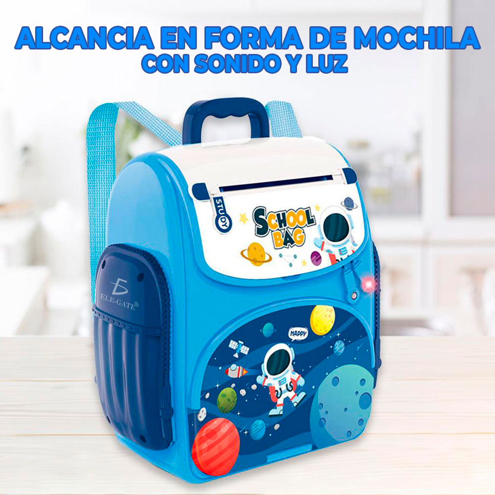 Juguete Alcancía, Forma Mochila Diseño de Astronauta con Tirantes Clave Y Huella. Luz y Sonido. - Image 4