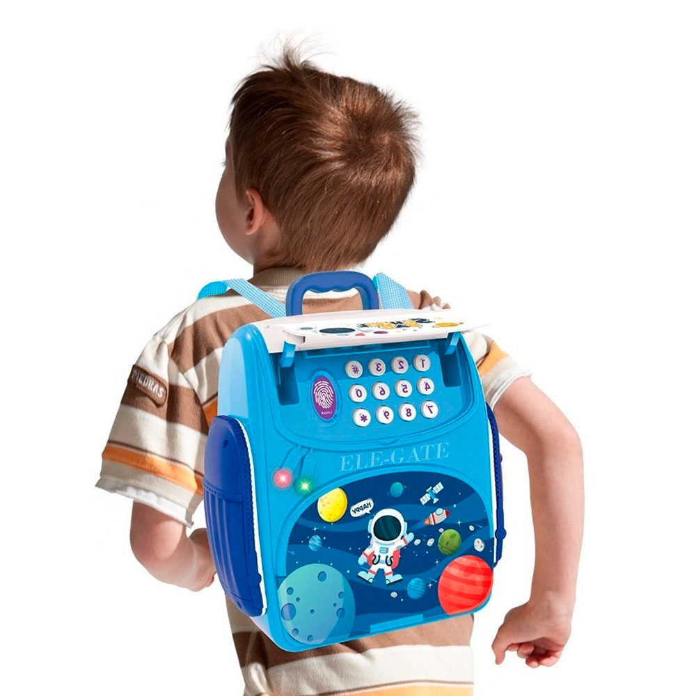 Juguete Alcancía, Forma Mochila Diseño de Astronauta con Tirantes Clave Y Huella. Luz y Sonido.
