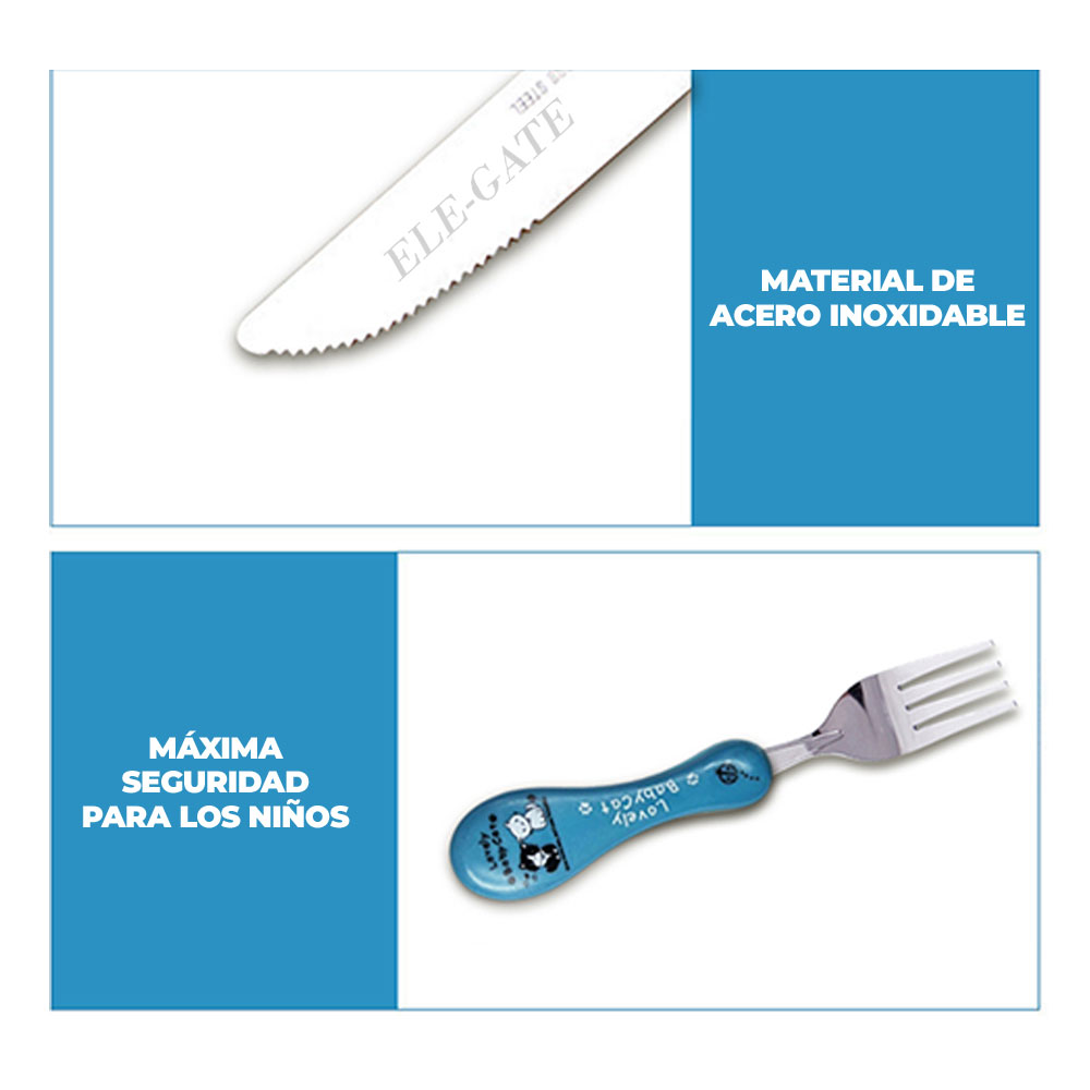 Set de Cubiertos de Acero Inoxidable, Ideal para Niños. - Image 4