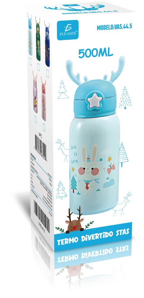 Termo de Acero Inoxidable con Aislamiento de Popote con 2 Tapas Botella de Agua 17 onzas - Image 9