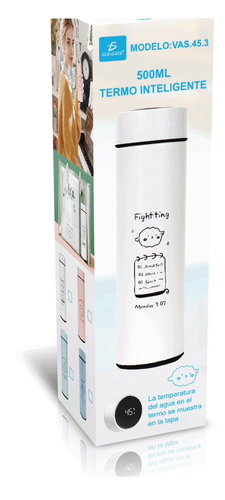 Botella de Agua Kawaii Esmerilada de 500 ml de Acero Inoxidable - Image 5