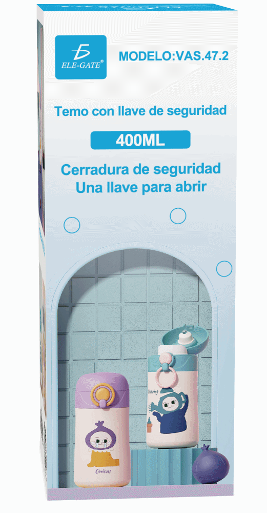 Botella de Agua para Niños con Popote de Acero Inoxidable 500 ml - Image 4