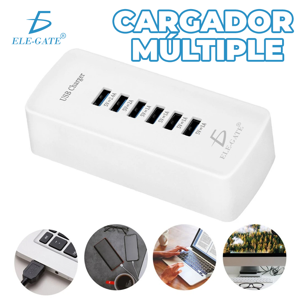 USB de 6 Puertos Estación de Carga Rápida de Escritorio de 30W Adaptador de Corriente - Image 4