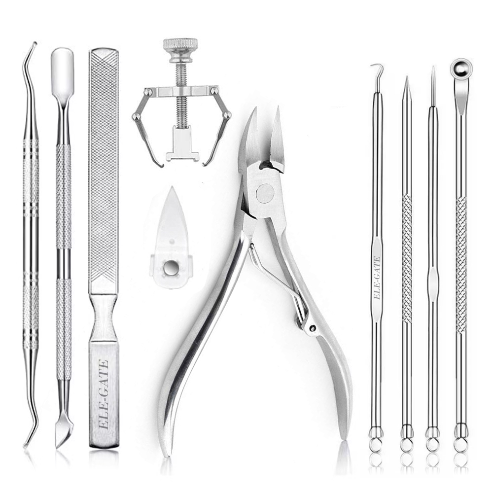Kit de herramientas para acné y uñas encarnadas (10 piezas) de acero inoxidable - Image 2