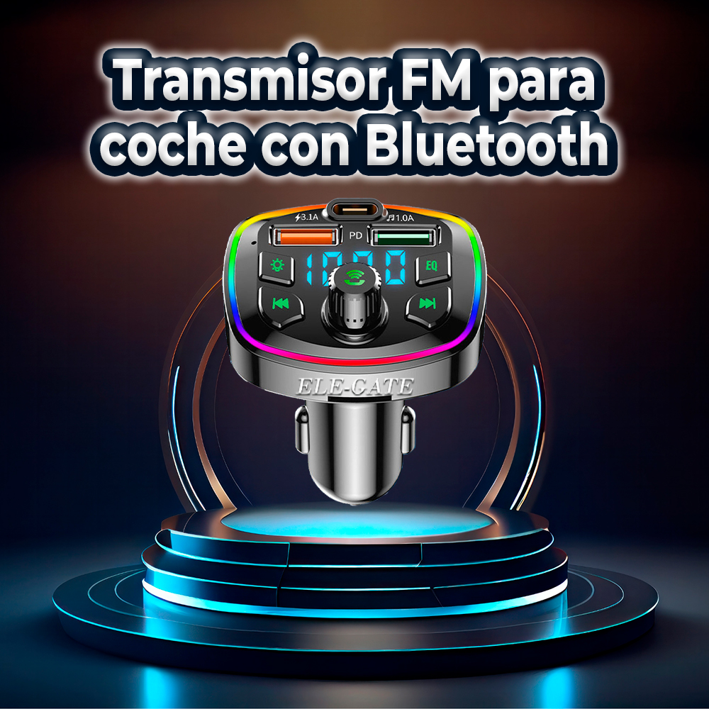 Transmisor FM Bluetooth 5.0 para Coche con LED RGB
