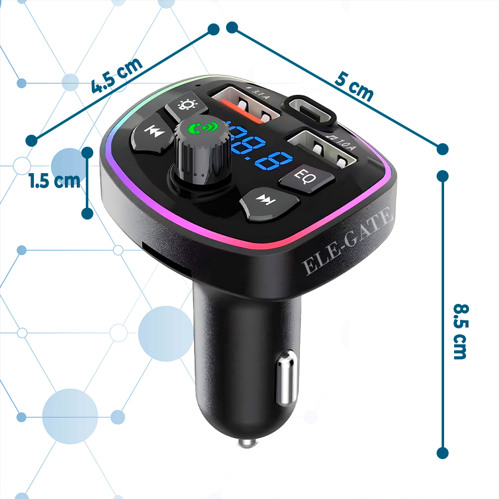 Transmisor FM Bluetooth 5.0 para Coche con LED RGB - Image 4