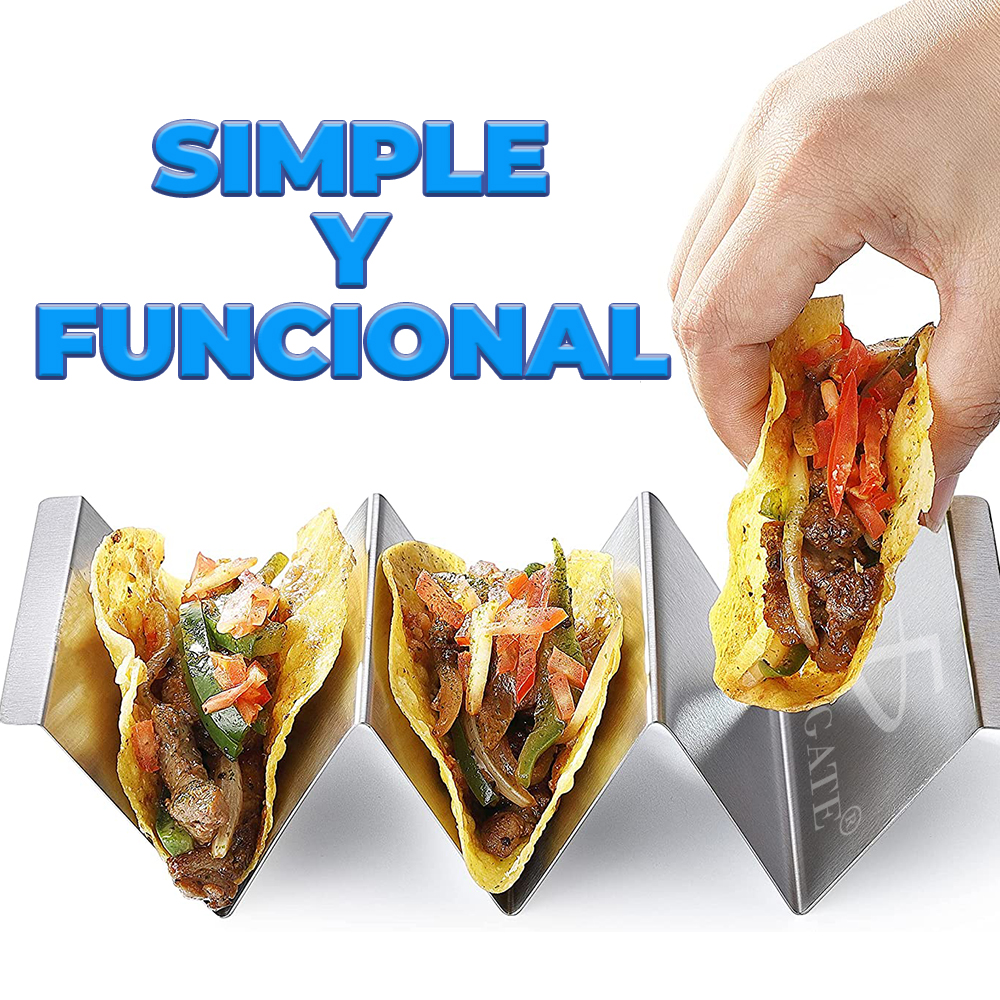 Soporte de acero inoxidable para 3 tacos: practicidad y durabilidad en un solo producto - Image 3