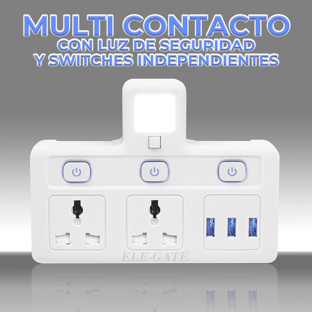 Multifuncional Adaptador Hembra de Habitación Luz Nocturna Interruptor USB Enchufe de Pared Adaptador de Carga - Image 2