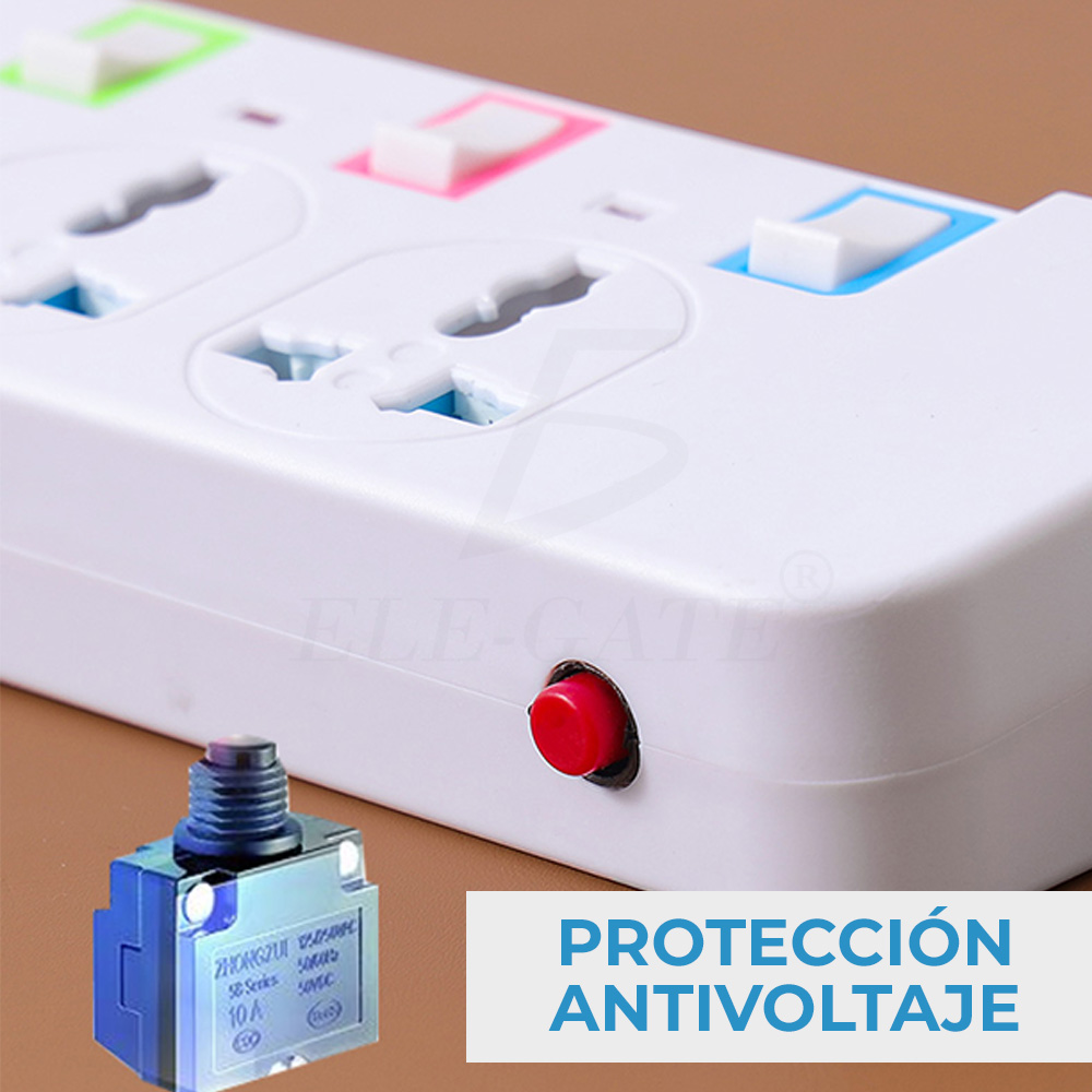 Regleta de alimentación de Escritorio con 3 Tomas de Corriente 4 Puertos de Carga USB - Image 4