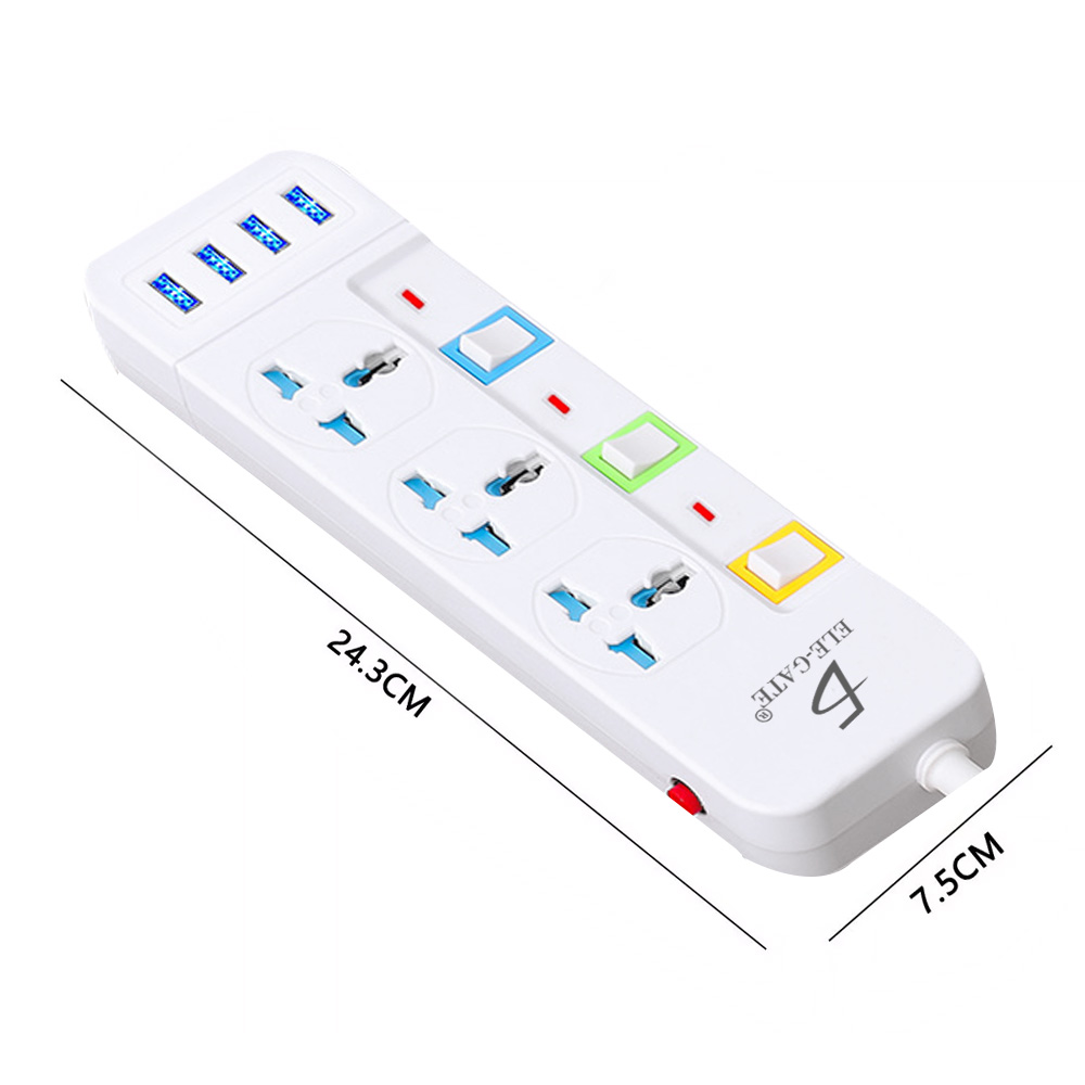 Regleta de alimentación de Escritorio con 3 Tomas de Corriente 4 Puertos de Carga USB - Image 2