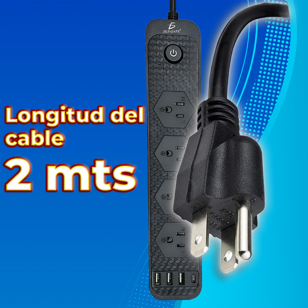 Multicontacto de alimentación universal con 4 clavijas y 3 puertos USB y 1 tipo C - Image 4