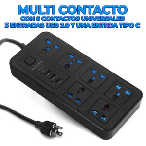 Regleta con Puertos de Carga USB con Protección Contra Sobrecargas