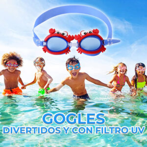 Gafas de natación de visión clara, para niños y niñas, antivaho y protección UV