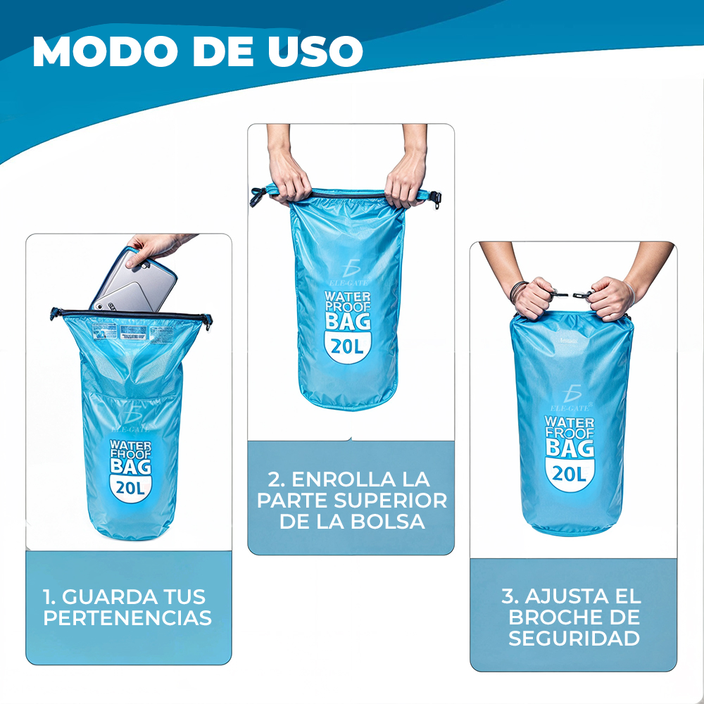 Mochila seca Impermeable de 20 L con Tapa Enrollable Para Deportes Acuáticos - Image 2