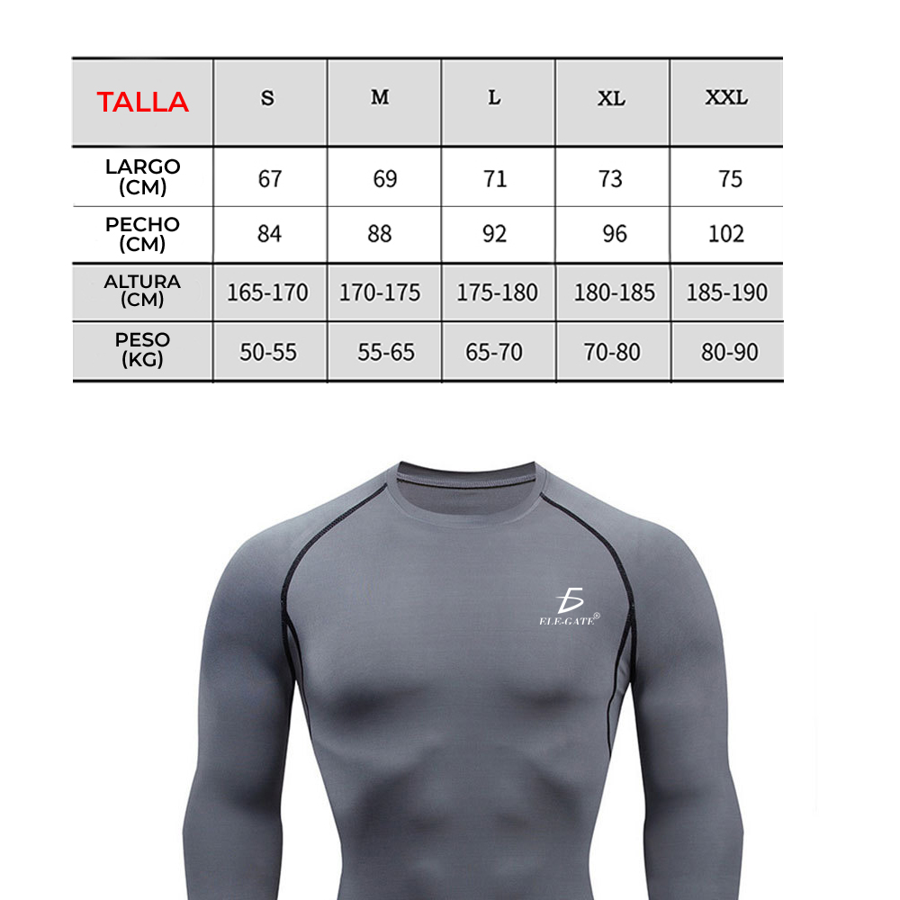 Camisa de Compresión de Manga Larga para Hombre Transpirables. TALLA XL - Image 2