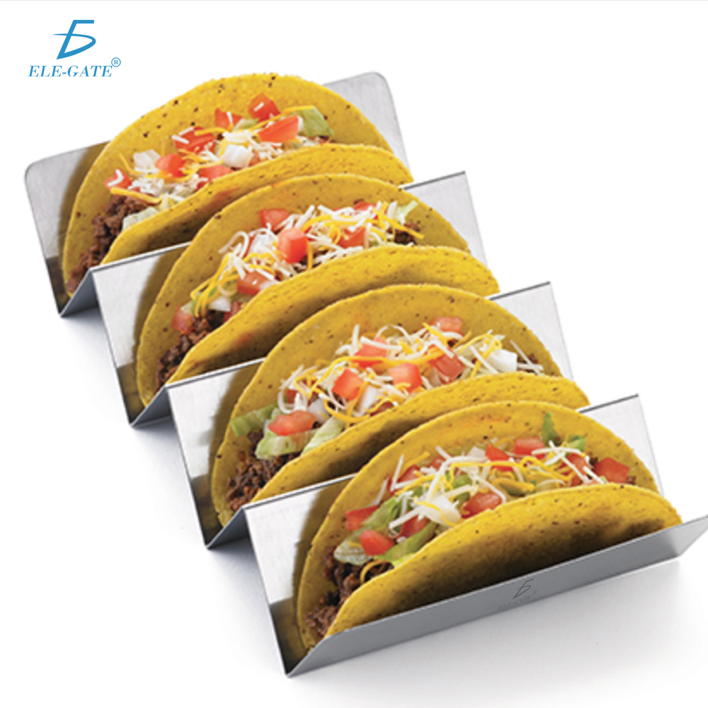 Soporte de acero inoxidable para 4 tacos con compartimentos individuales - Image 2