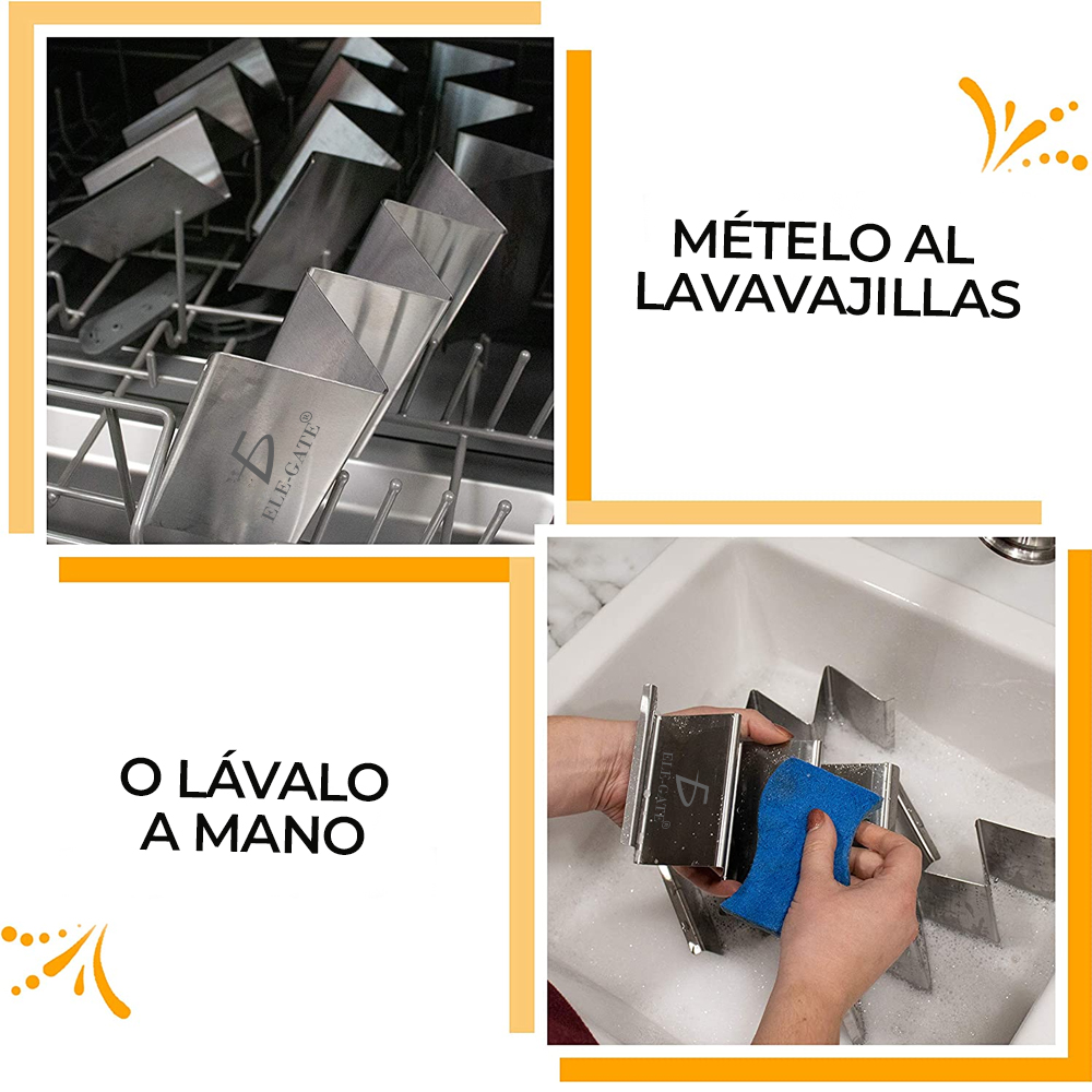 Soporte de acero inoxidable para 4 tacos con compartimentos individuales - Image 5