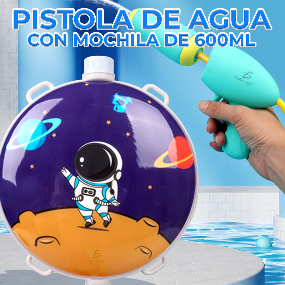 Pistola De Agua Mochila 600ML Redonda Diseño de SPACE