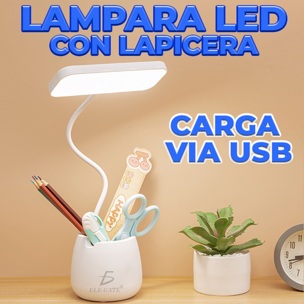 Lámpara de Escritorio Plegable y Conveniente con Diseño de Porta Lápices - Iluminación práctica y organización en un solo producto
