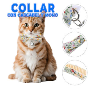 Collar Ajustable para Perro y Gato con Cascabel y Pajarita