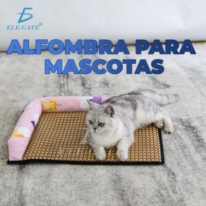 Tapete Refréscate para Mascotas con Almohada Tejido de Ratán Natural, Transpirable y Fresco