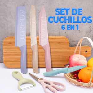 Colorido Juego de Cuchillos de Cocina de Acero Inoxidable.