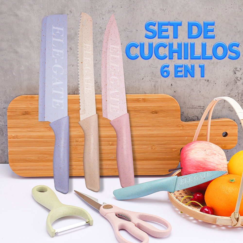 Colorido Juego de Cuchillos de Cocina de Acero Inoxidable.