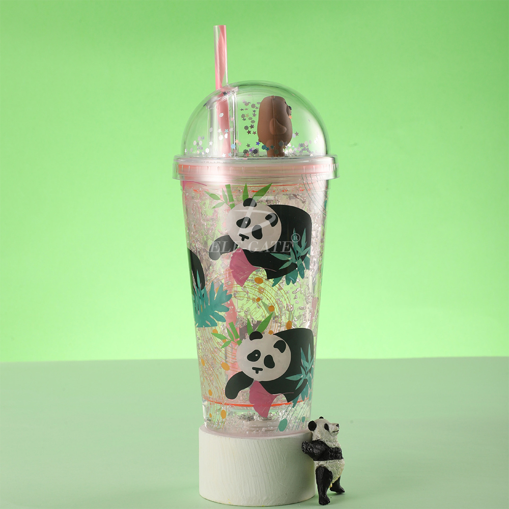 Vaso Con Tapa Popote Reutilizable y Luz LED Aislamiento Térmico 450 ml - Image 4