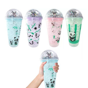 Vaso Con Tapa Popote Reutilizable y Luz LED Aislamiento Térmico 450 ml