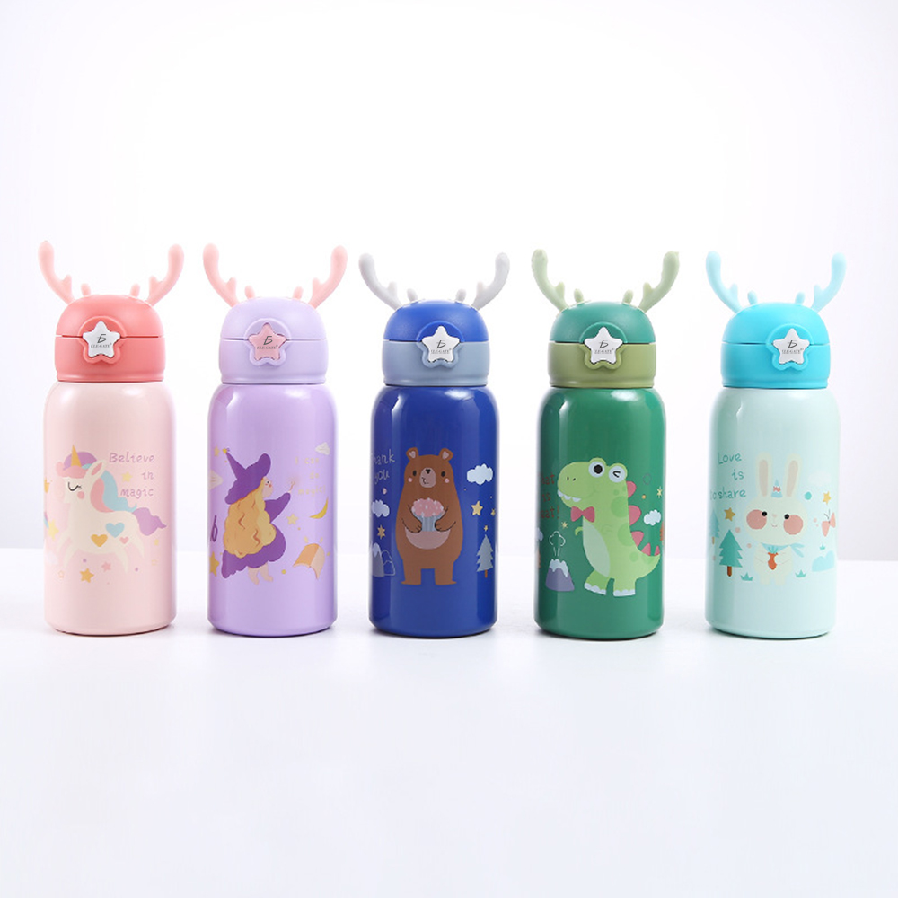 Termo de Acero Inoxidable con Aislamiento de Popote con 2 Tapas Botella de Agua 17 onzas - Image 5