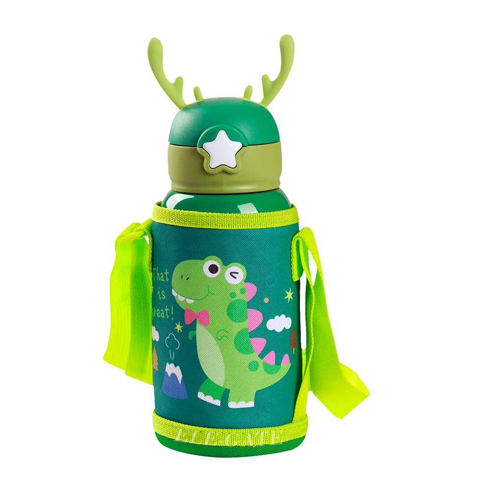 Termo de Acero Inoxidable con Aislamiento de Popote con 2 Tapas Botella de Agua 17 onzas - Image 3