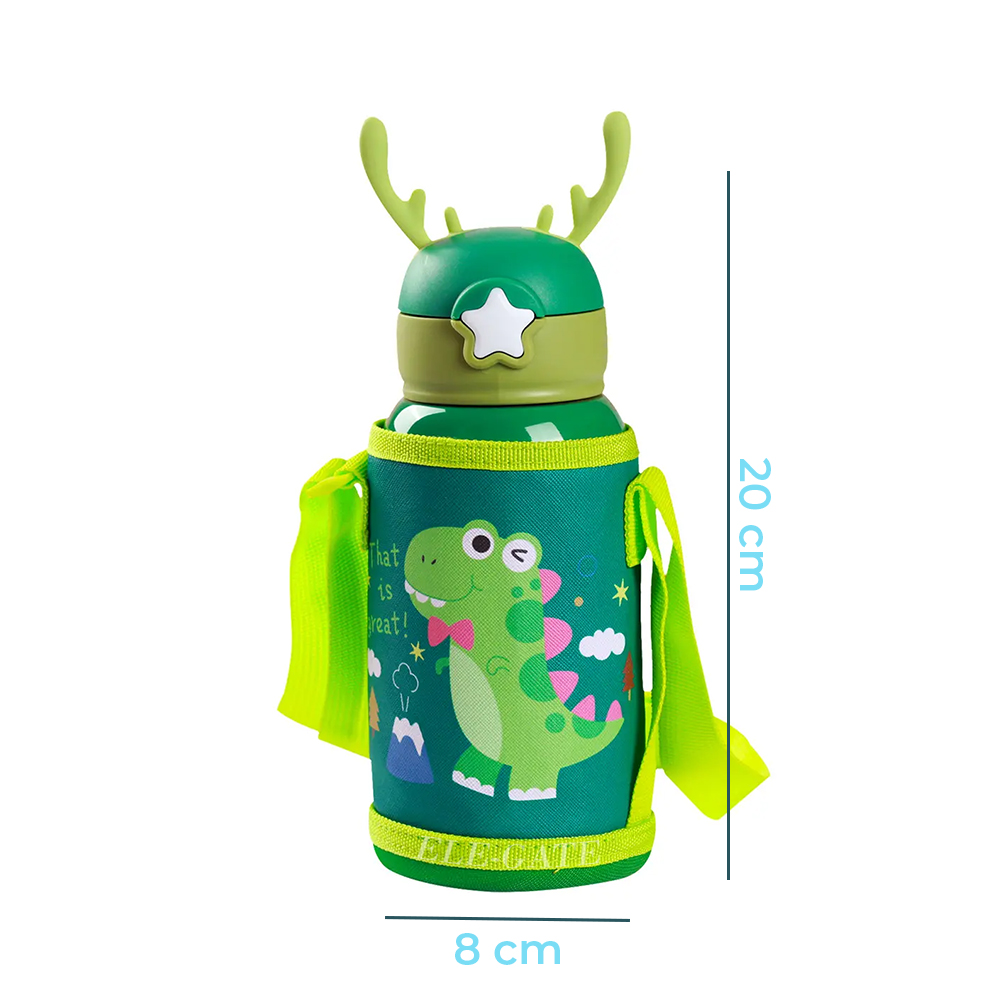 Termo de Acero Inoxidable con Aislamiento de Popote con 2 Tapas Botella de Agua 17 onzas - Image 8