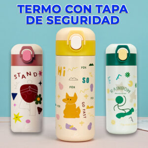 Botella de Agua Aislada al Vacío de Dibujos Animados de Acero Inoxidable 12 oz