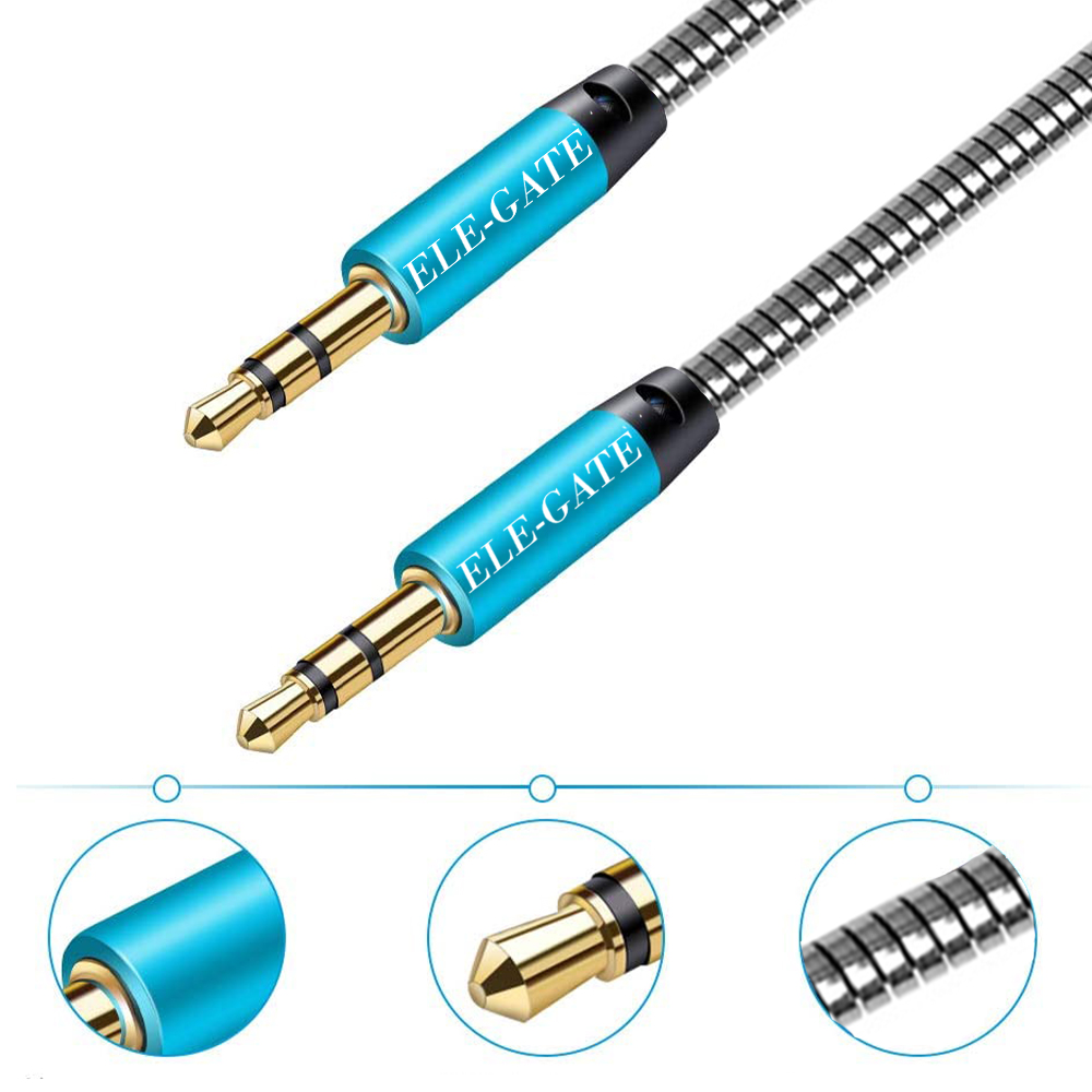 Cable de audio de 3.5 ft macho a macho trenzado AUX - Image 4