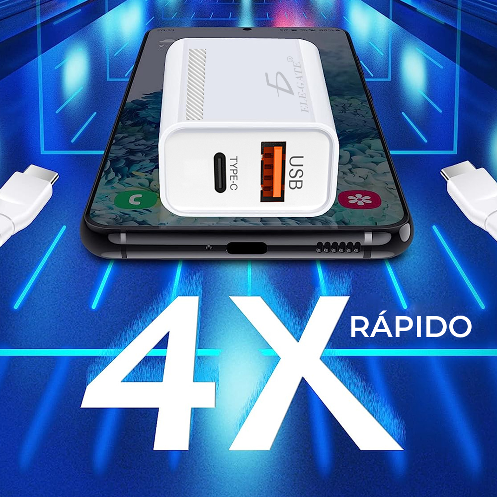 Cargador de Pared USB 2 en 1 para Tipo C y USB de Alta Velocidad Con calidad Quick Charge - Image 5