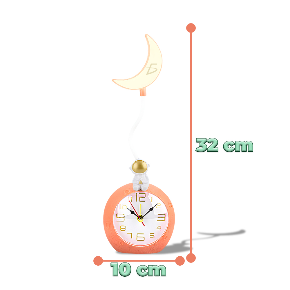 Lámpara de Escritorio LED Recargable con Reloj Despertador - Astronauta Lunar - Image 2