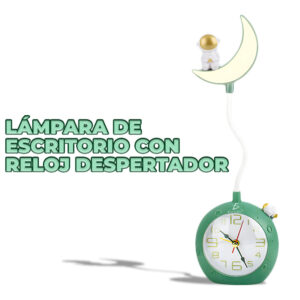 Lámpara de Escritorio LED Recargable con Reloj Despertador - Astronauta Lunar