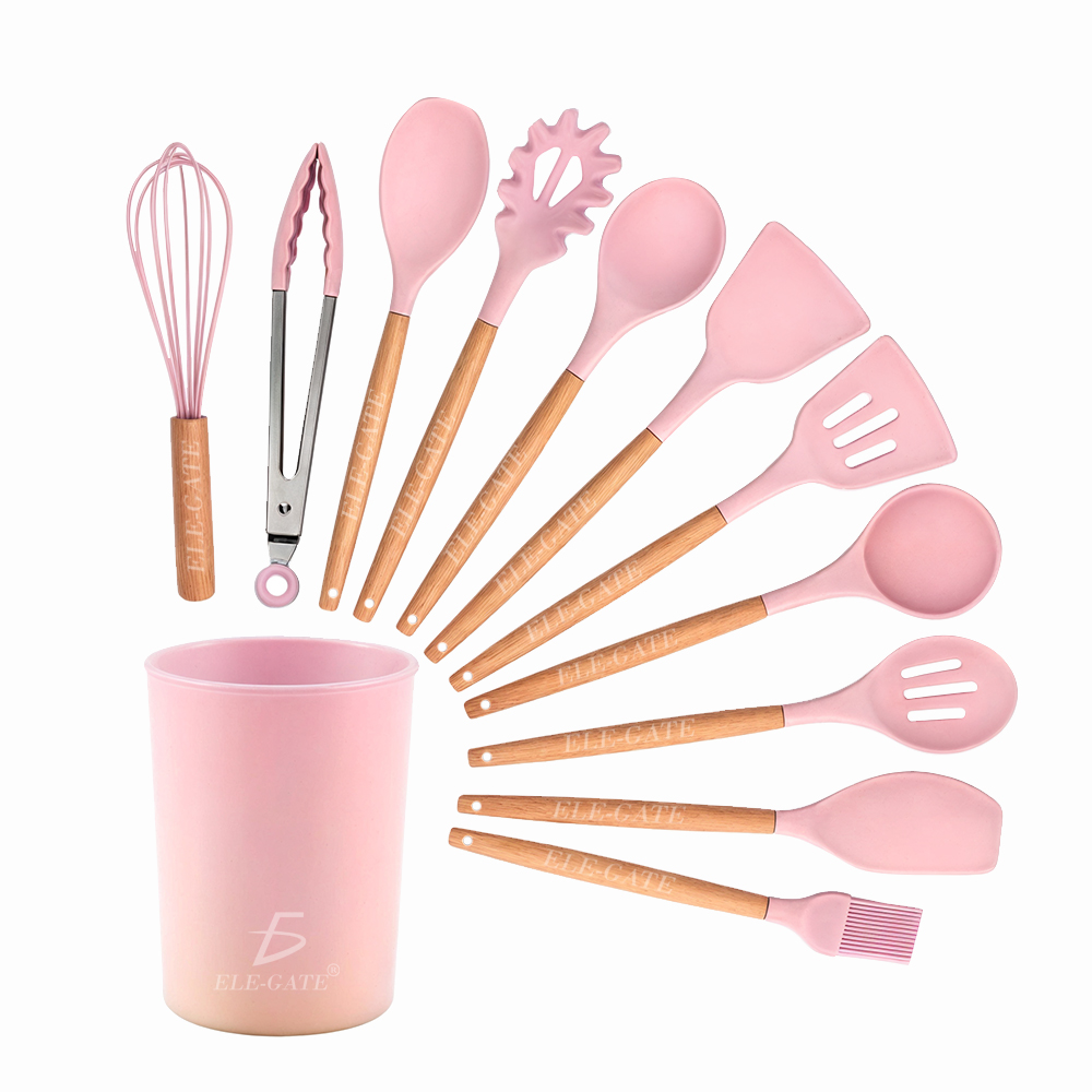 Utensilios de Cocina Mango de Silicona Y Madera 12PCS - Image 5