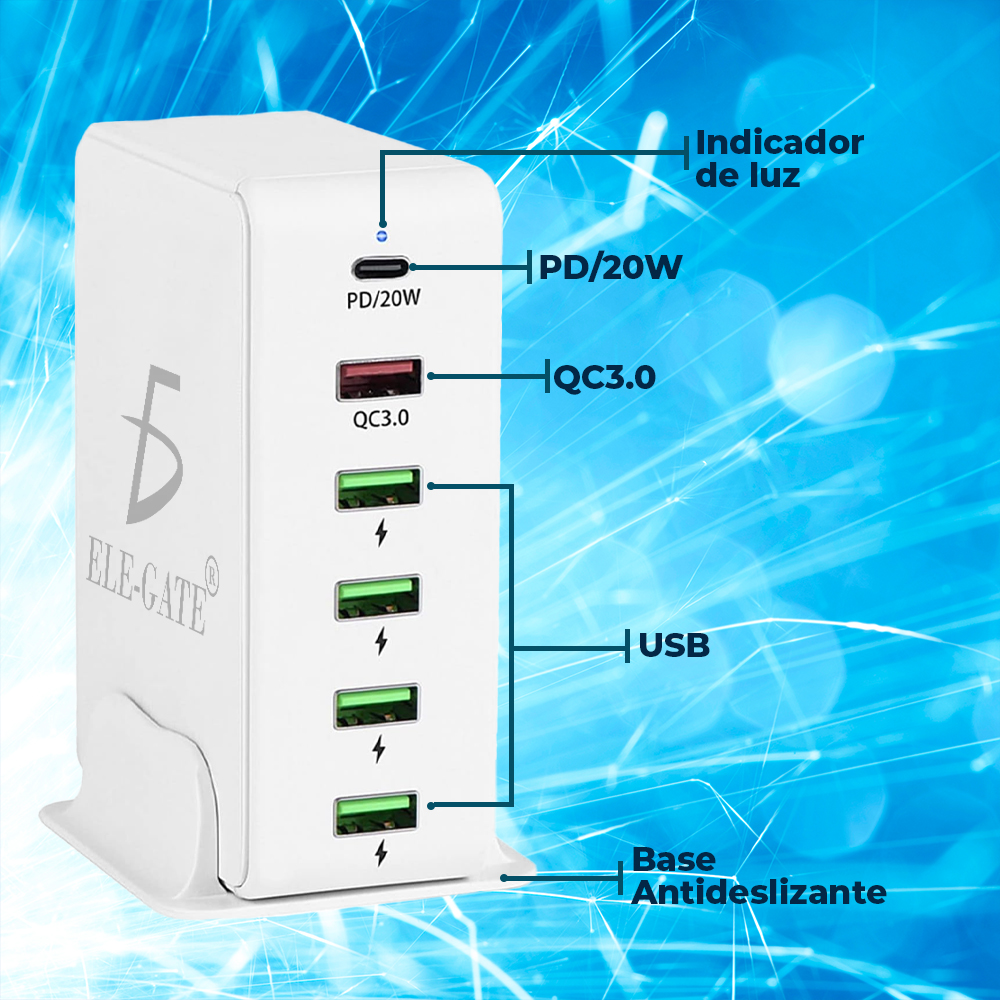 Cargador Pd De 65w 4 Puertos Usb y un Puerto Qc3.0 - Image 4